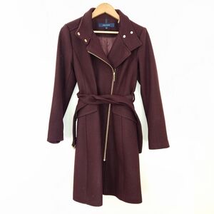 Cole Haan Burgundy Belted Coat